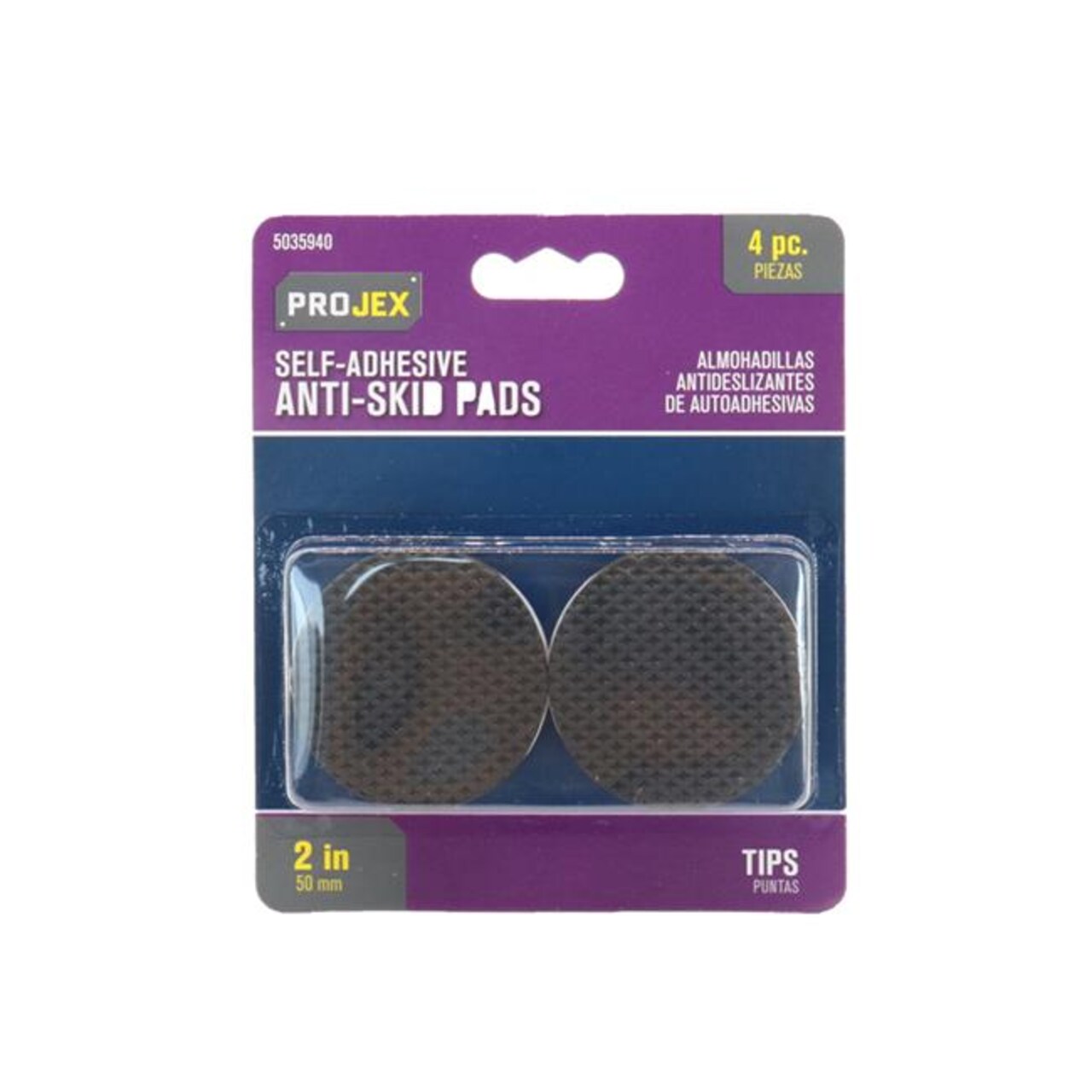 Projex 2 in. Rubber Self Adhesive Round Non Skid Pad, Pack of 4